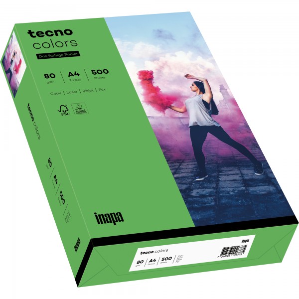 inapa tecno Kopierpapier Colors 2100011403 A4 80g int.grün 500Bl.