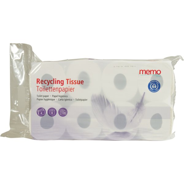 memo Toilettenpapier Recycling Tissue H3456 4lg. 130Bl. 8Rl.