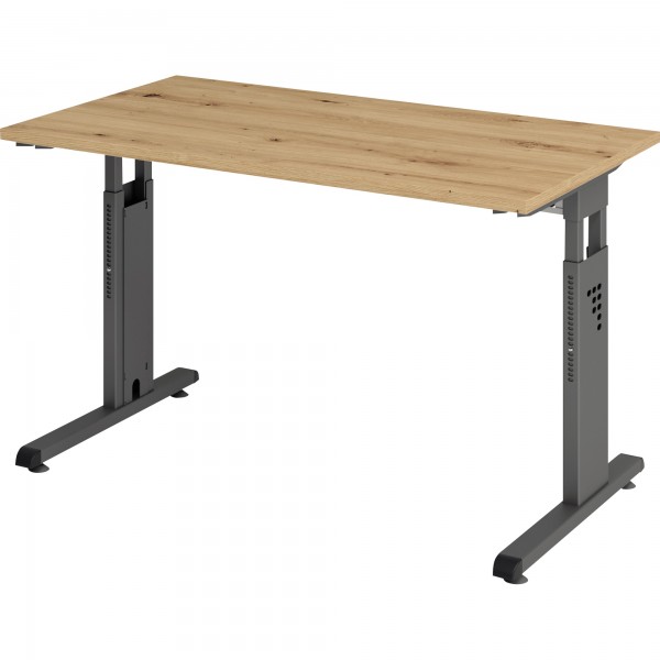 Hammerbacher Schreibtisch VOS612/R/G C-Fuß 120x67cm eiche/gr