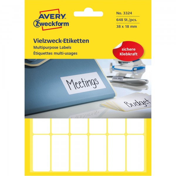 Avery Zweckform Vielzwecketikett 3324 38x18mm weiß 648 St./Pack.