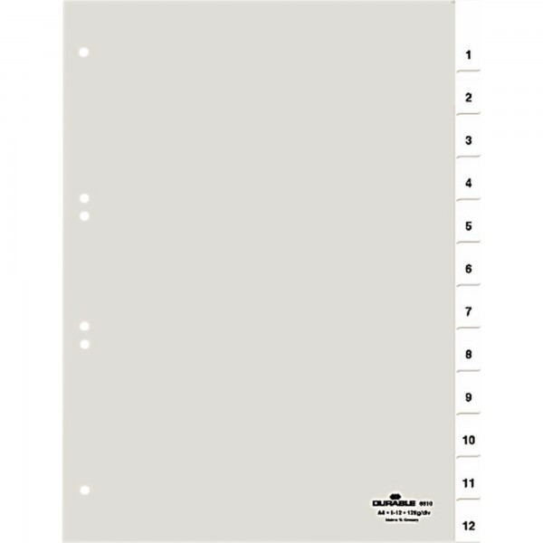 DURABLE Ordnerregister 681019 1-12/Jan-Dez A4 umschweißte Taben