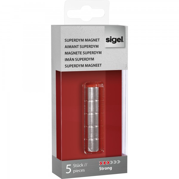 SIGEL Magnet SuperDym C5 GL700 Zylinder 10mm silber 5 St./Pack.