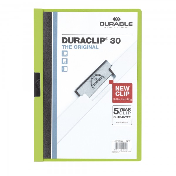 DURABLE Klemmmappe DURACLIP 30 220005 DIN A4 Hartfolie grün