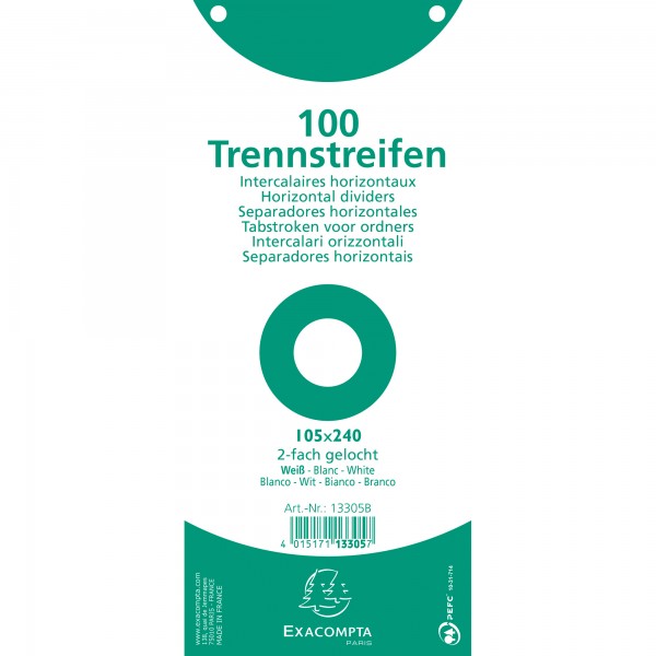 Exacompta Trennstreifen 13305B 105x240mm 2fach gel. ws 100St.