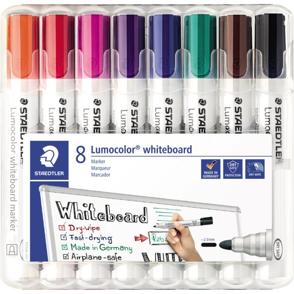 STAEDTLER Whiteboardmarker Lumocolor 351 WP8 2mm sort. 8St.