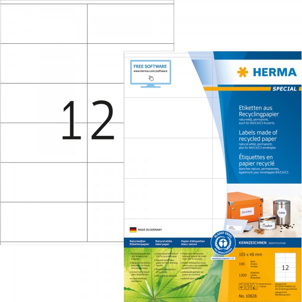 HERMA Etikett 10828 RC 105x48mm matt ws 1.200 St./Pack.