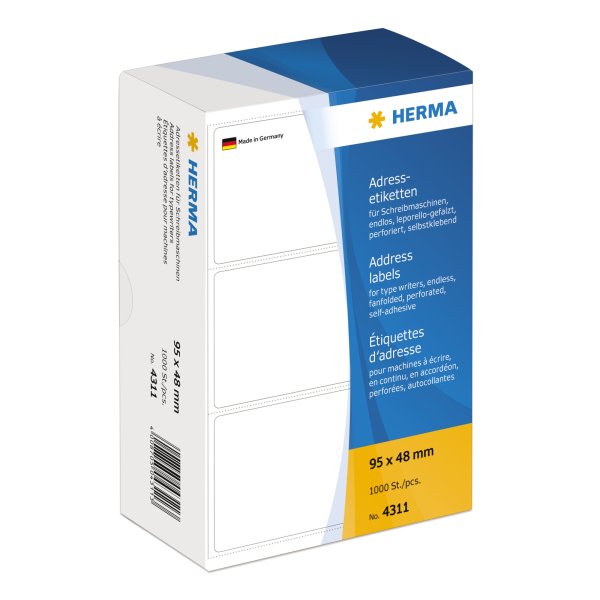 HERMA Adressetikett 4311 95x48mm zickzack ws 1.000 ST./Pack.