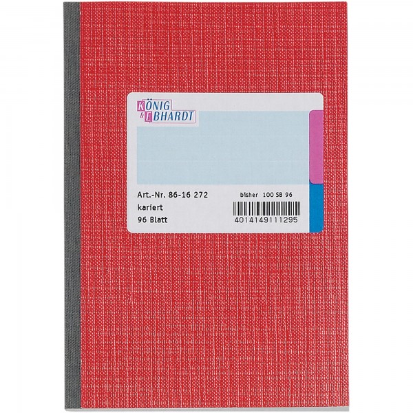 König & Ebhardt Kladde 8616272 DIN A6 kariert 96Blatt rot