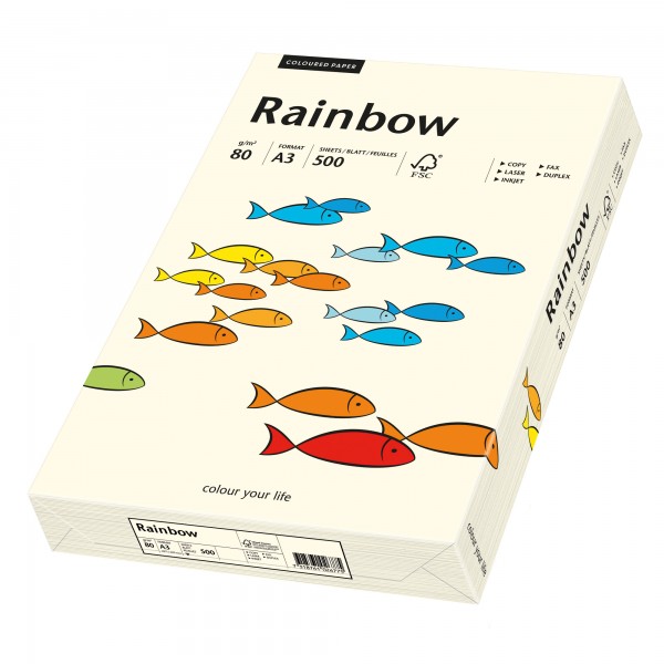 Rainbow Kopierpapier 88042252 A3 80g hellchamois 500 Bl./Pack.