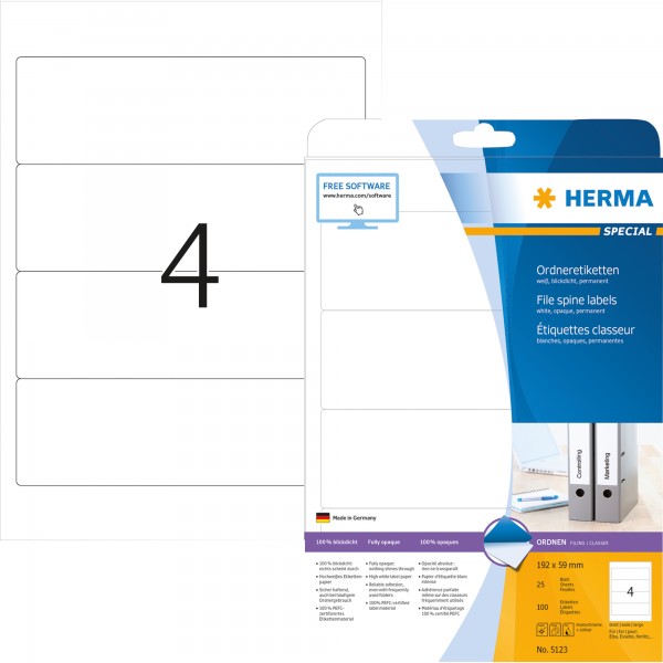 HERMA Ordneretikett 5123 breit/kurz weiß 100 St./Pack.