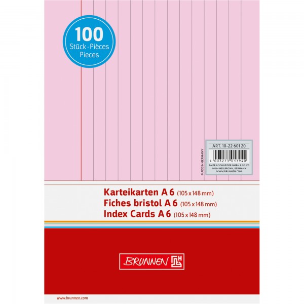 BRUNNEN Karteikarte 102260120 DIN A6 liniert rt 100 St./Pack.