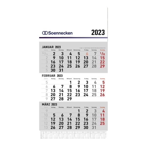 Soennecken Dreimonatswandkalender 2023 5096-23 29,6x49cm