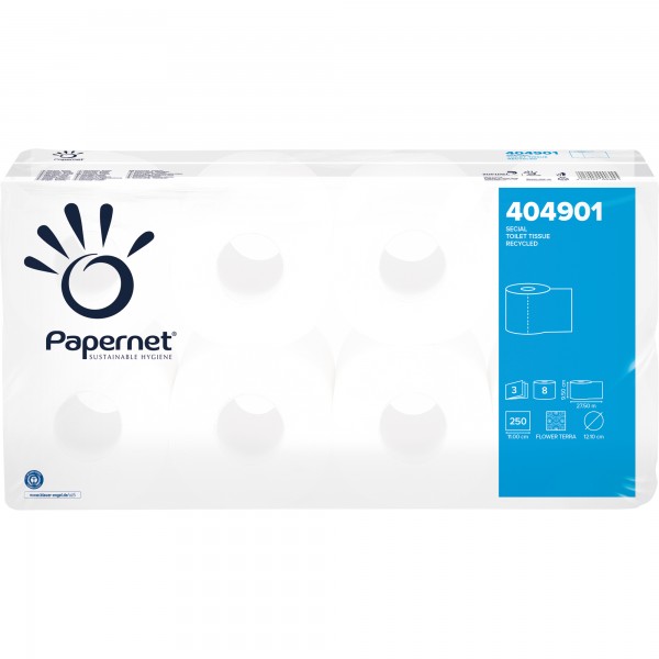 Papernet Toilettenpapier 404901 3lagig 250Blatt weiß 8 Rl./Pack.